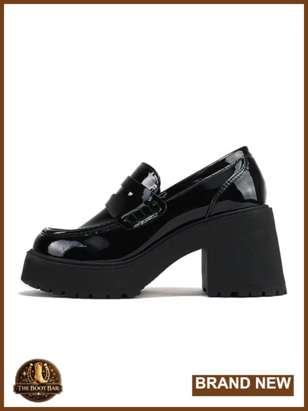 Soda AMP Women Round Toe Slip-On Lug Sole High Heel Penny Loafer Shoe